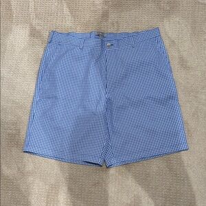 Peter Millar Blue Checkered Flat Front Men's Shorts